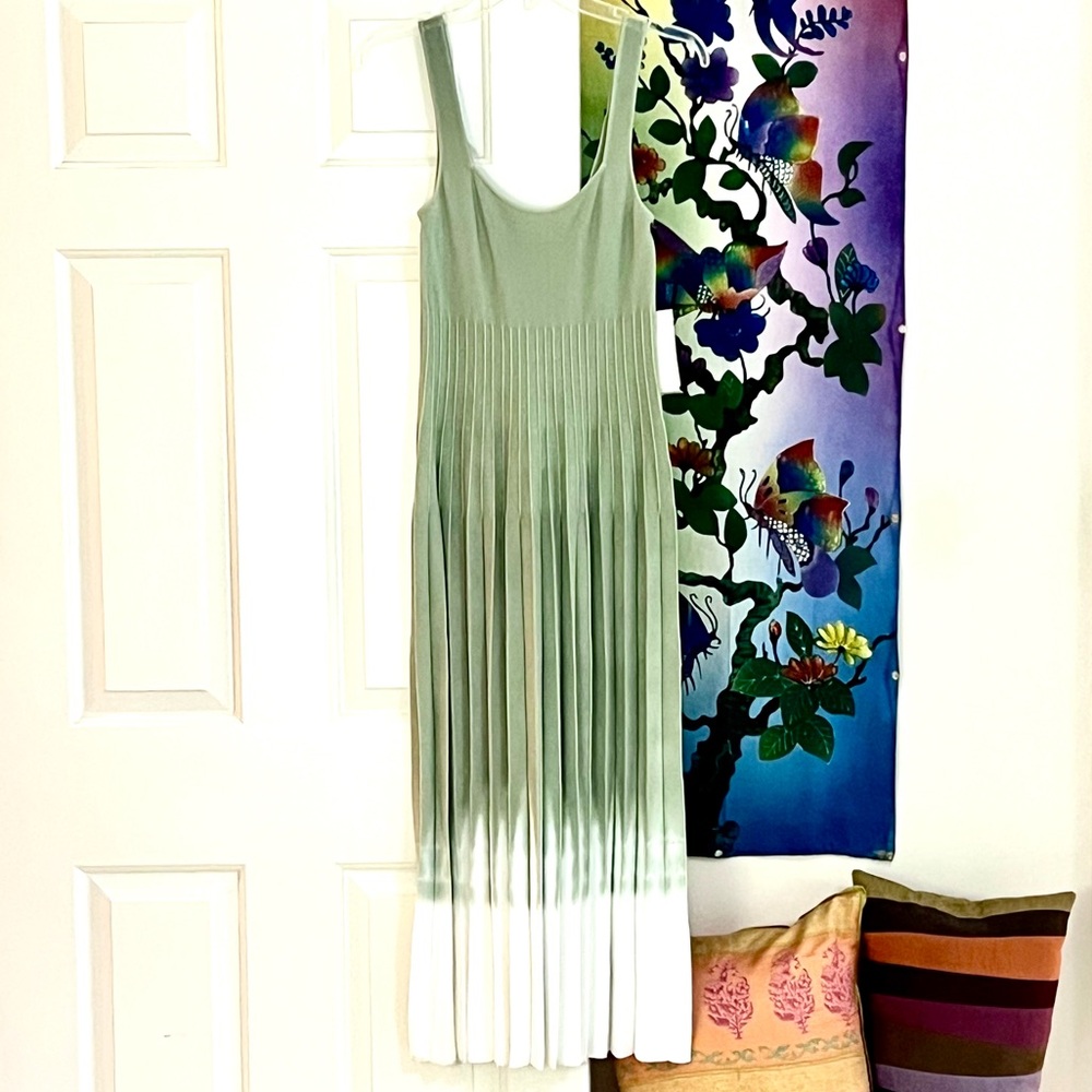 πΊπHPππΊ NWT Staud Ellison Midi Dress Jade Tie Dye πRareπ - Picture 9 of 16